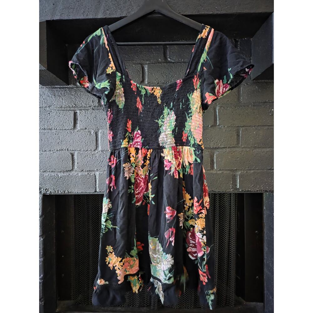 Band of Gypsies black floral mini dress size medium